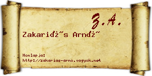 Zakariás Arnó névjegykártya